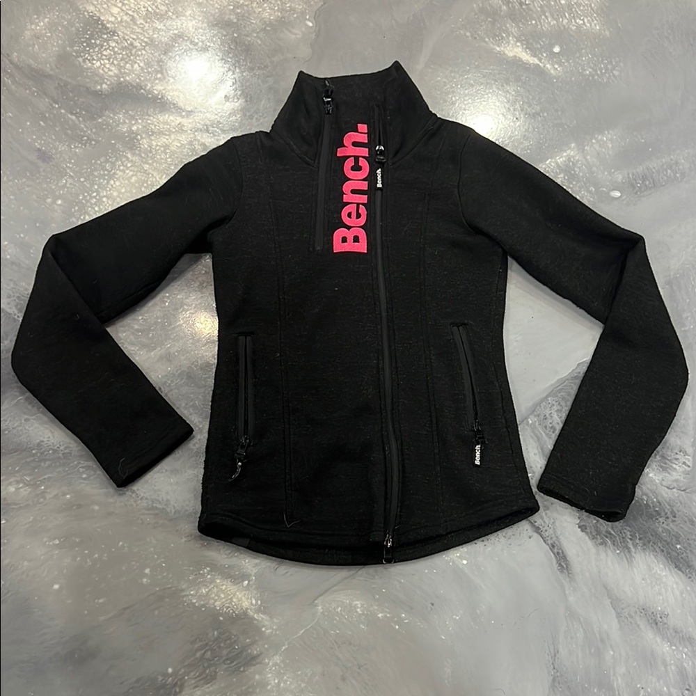 Bench Women's Black Ski Jacket with Pink Logo